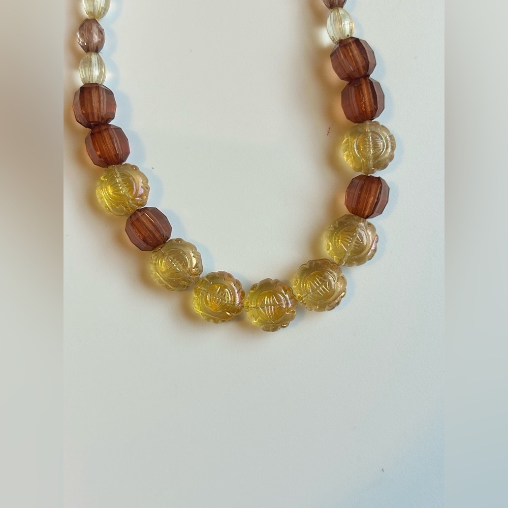 Vintage Acrylic Beaded Necklace & Dangle Earrings Matching Set Boho Handmade - Picture 8 of 10